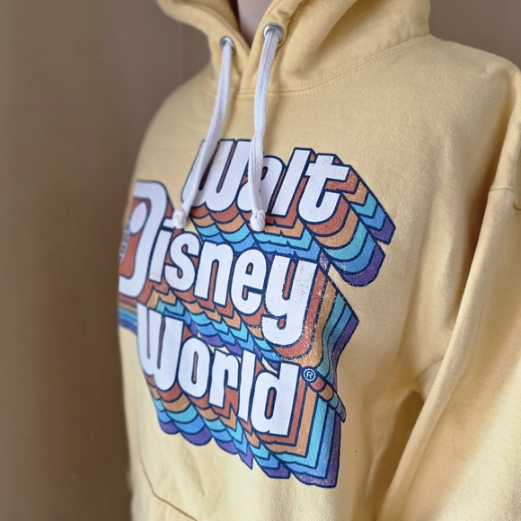 Walt Disney World Retro 70s Style Yellow Hoodie Size M - Picture 3 of 9